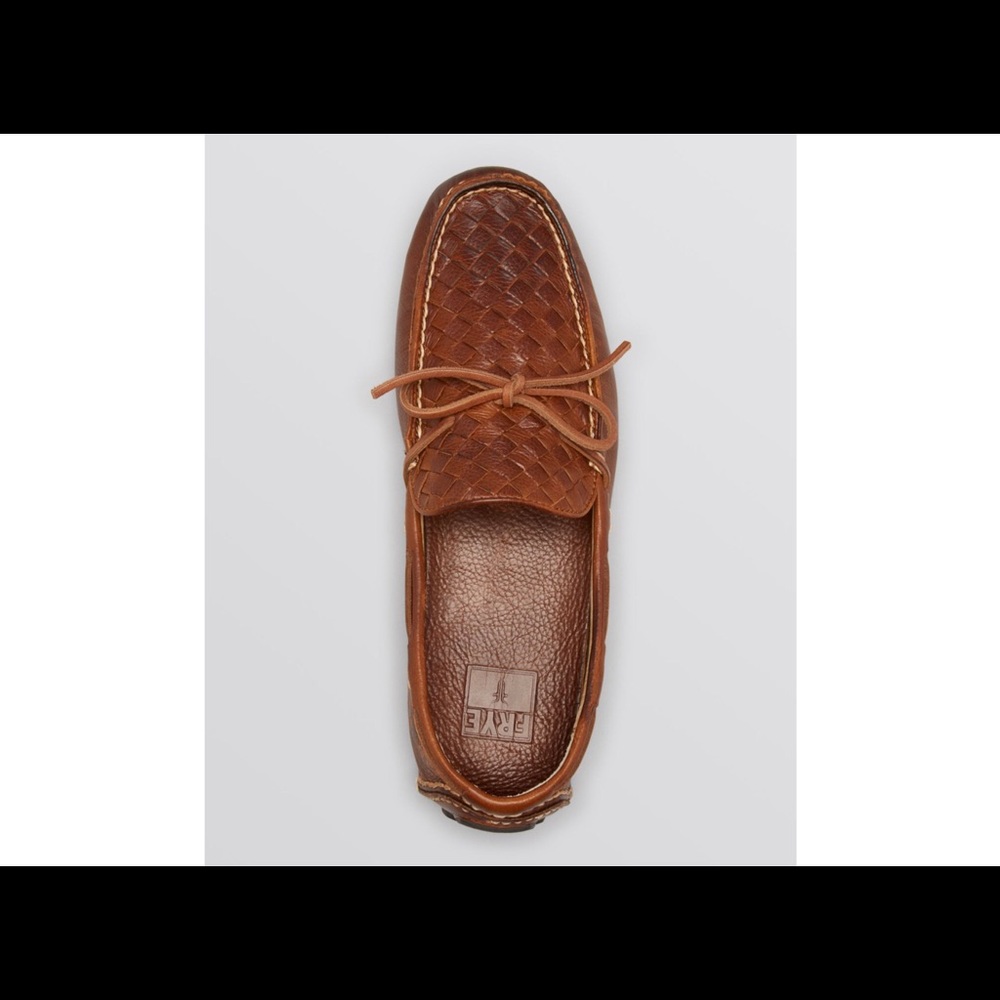 FRYE SZ 7 Brown Leather Woven Driving Loafers